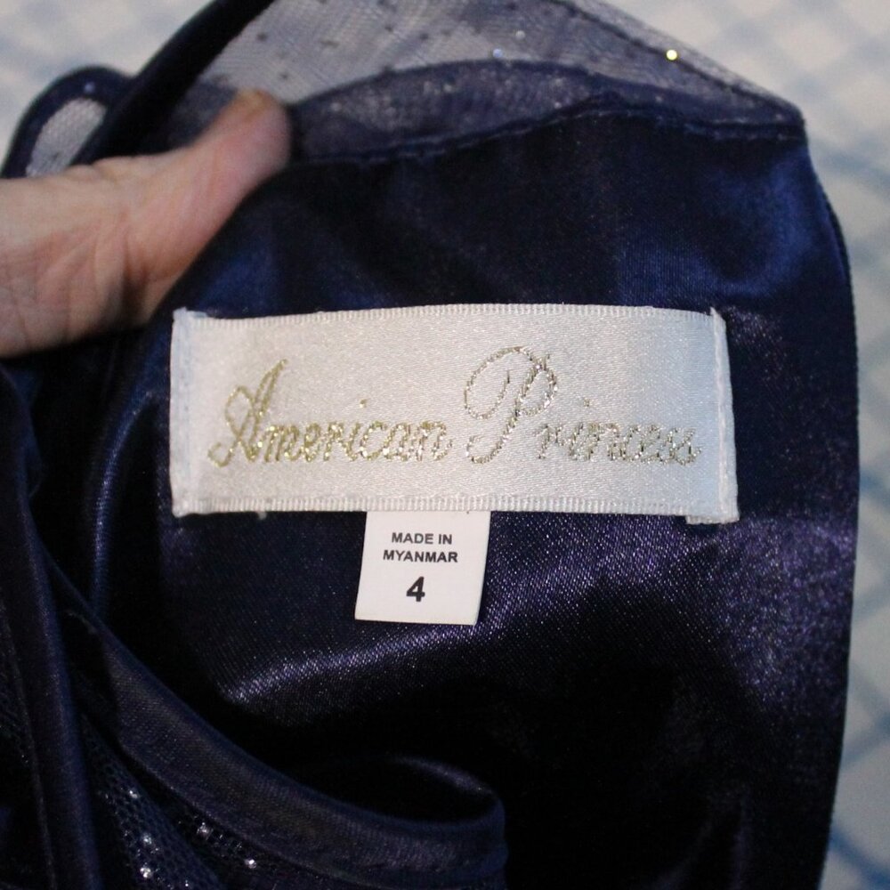 American Princess Sparkly Navy Blue Dress, Size 4 - Picture 7 of 9